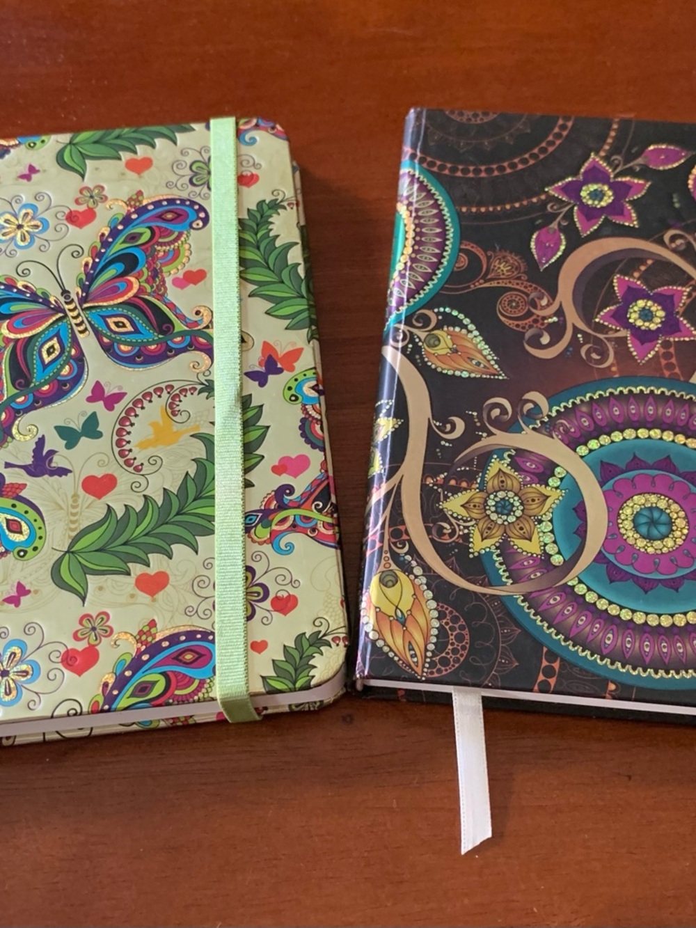 Colorful Butterfly & Paisley Hardcover Notebooks - Set of 2